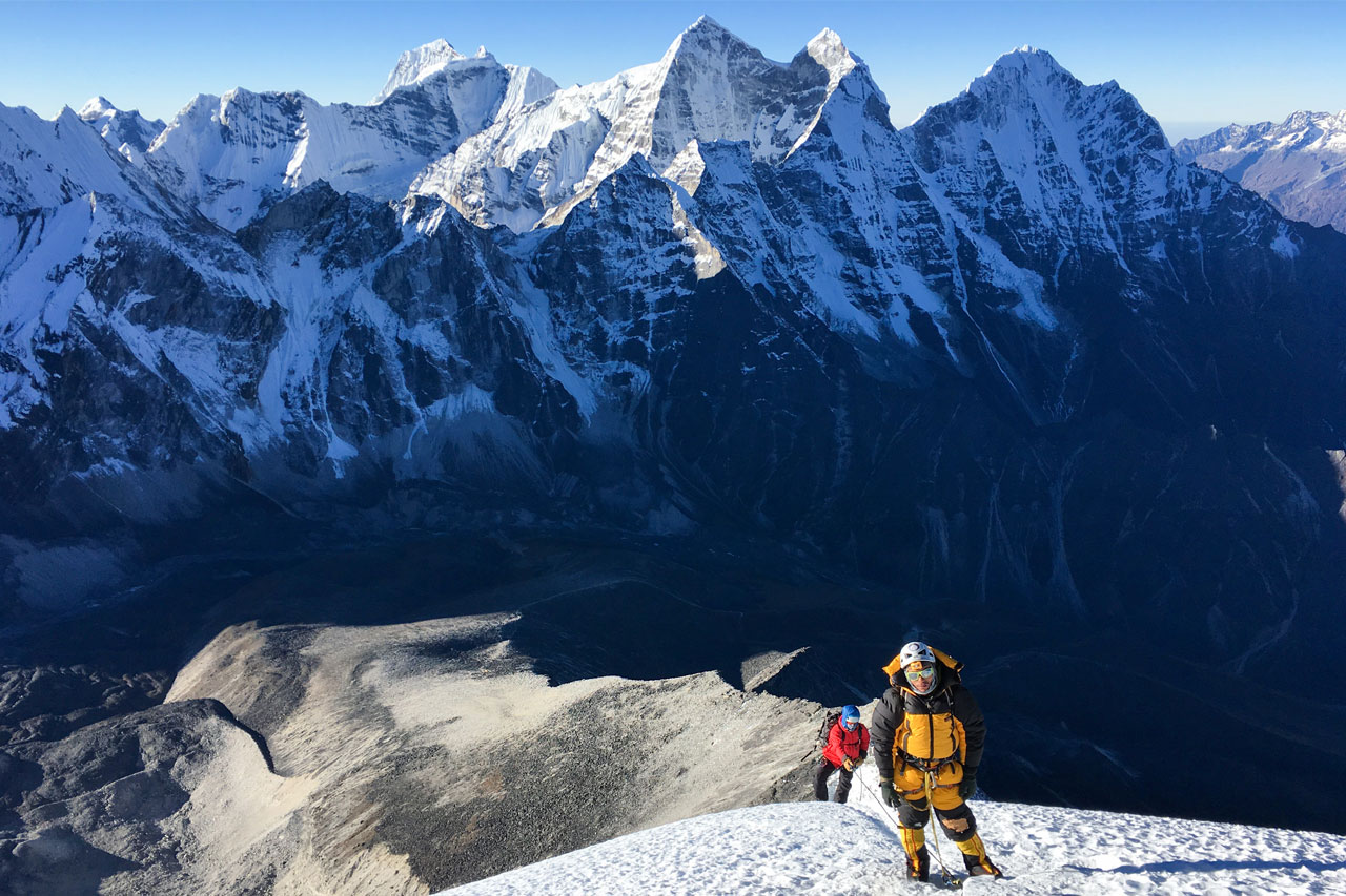 Prakash Gurung While Summiting Ama Dablam